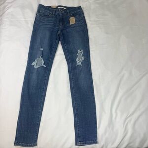 Levi's Women's Blue Ripped Skinny Jeans